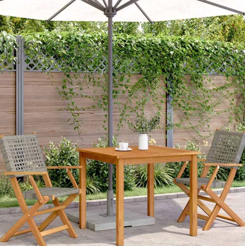 vidaXL Tuinstoelen 2 st massief acaciahout en poly rattan grijs