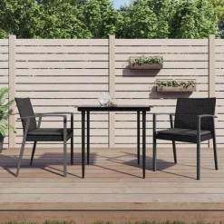 vidaXL Tuinstoelen 2 st met kussens 56,5x57x83 cm poly rattan zwart