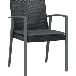 vidaXL Tuinstoelen 2 st met kussens 56,5x57x83 cm poly rattan zwart