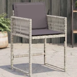 vidaXL Tuinstoelen 4 st met kussens poly rattan lichtgrijs