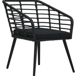 vidaXL Tuinstoelen 2 st met kussens poly rattan zwart