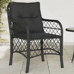 vidaXL Tuinstoelen 2 st met kussens poly rattan zwart
