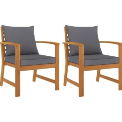 vidaXL Tuinstoelen 2 st met donkergrijs kussen massief acaciahout