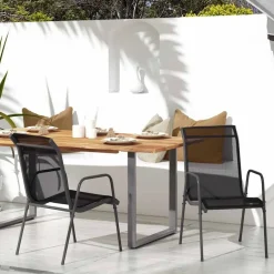 vidaXL Tuinstoelen 2 st staal en textileen zwart