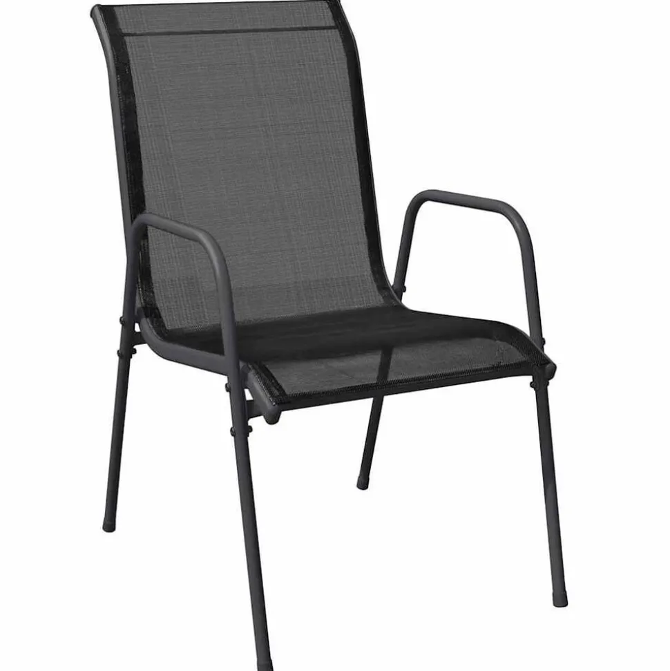 vidaXL Tuinstoelen 2 st staal en textileen zwart