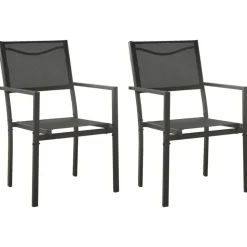 vidaXL Tuinstoelen 2 st textileen en staal zwart en antracietkleurig