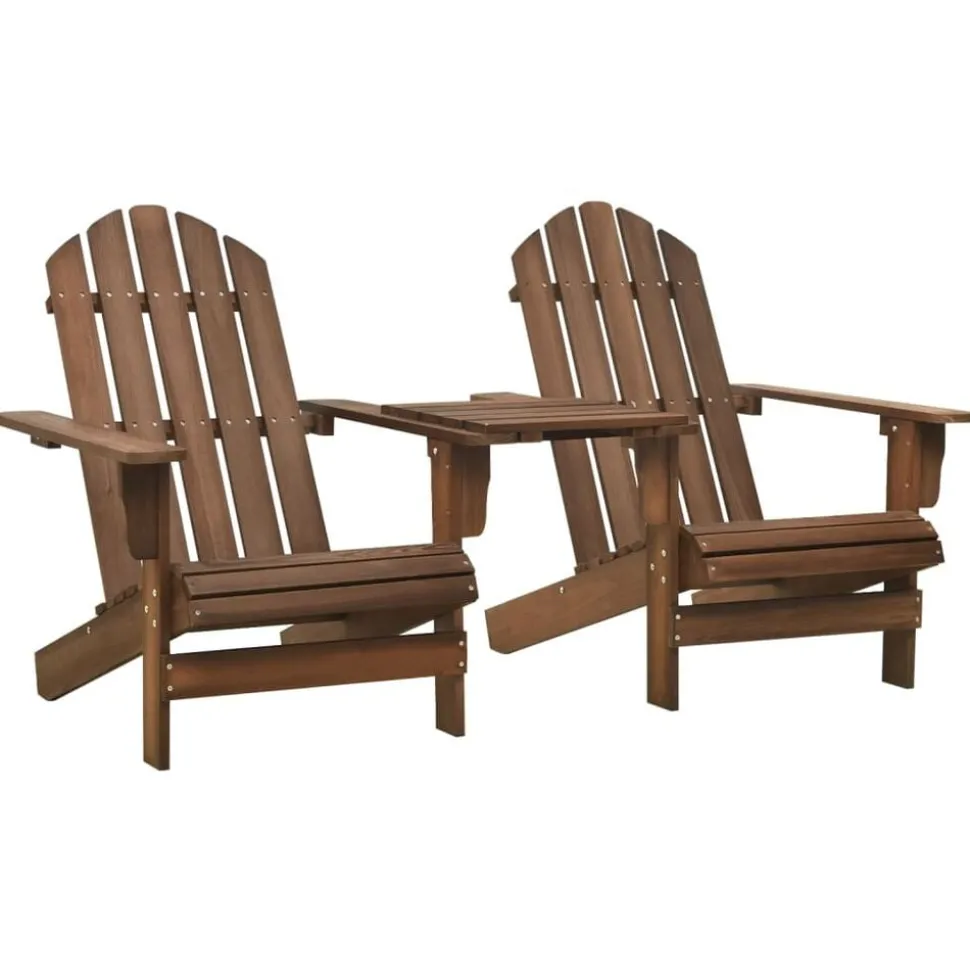 vidaXL Tuinstoelen Adirondack met tafeltje massief vurenhout bruin