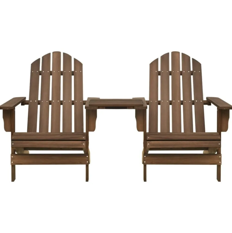 vidaXL Tuinstoelen Adirondack met tafeltje massief vurenhout bruin