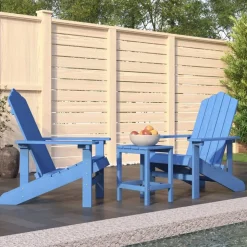 vidaXL Tuinstoelen Adirondack met tafel HDPE aquablauw