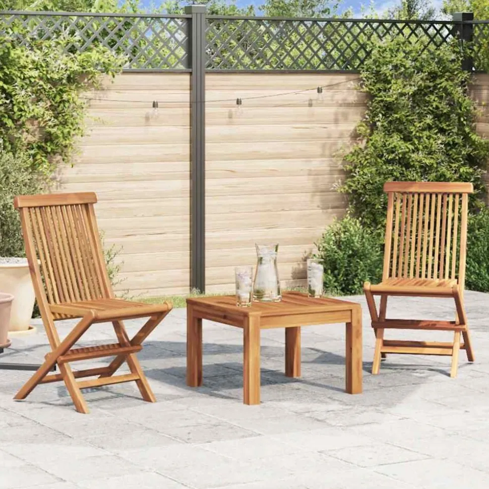 vidaXL Tuinstoelen inklapbaar 2 st massief teakhout