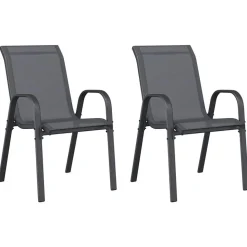 vidaXL Tuinstoelen stapelbaar 2 st textileen stof grijs