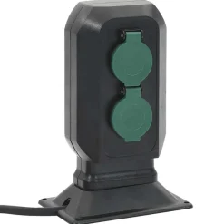 vidaXL Tuinstopcontact en grondpin 2-wegs 15,5x11x24 cm zwart en groen