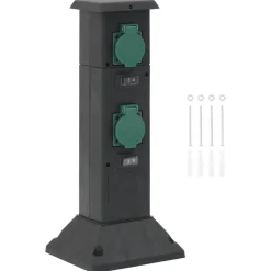 vidaXL Tuinstopcontact kolom 4-wegs 16x16x39,5 cm zwart en groen