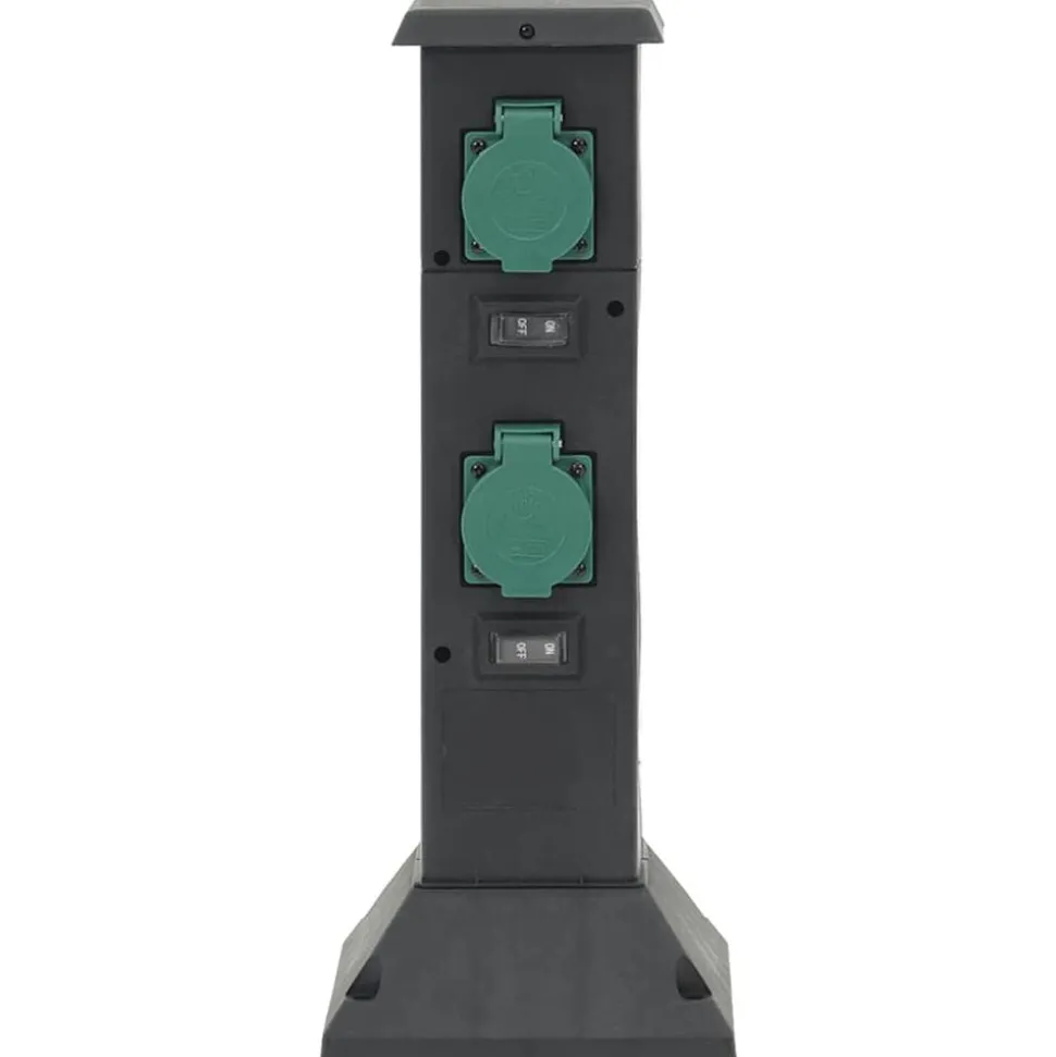 vidaXL Tuinstopcontact kolom 4-wegs 16x16x39,5 cm zwart en groen