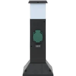 vidaXL Tuinstopcontact met lamp en grondpin 2-wegs 16x16x39,5 cm