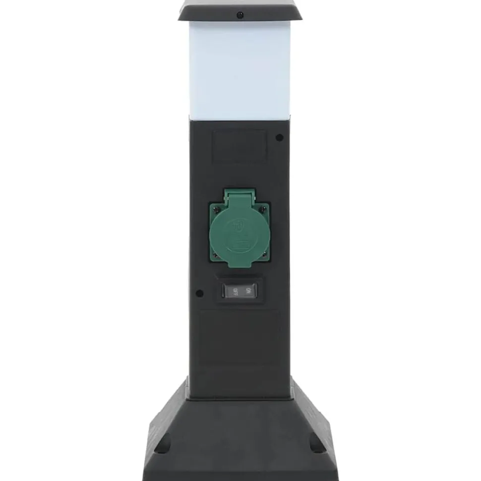 vidaXL Tuinstopcontact met lamp en grondpin 2-wegs 16x16x39,5 cm