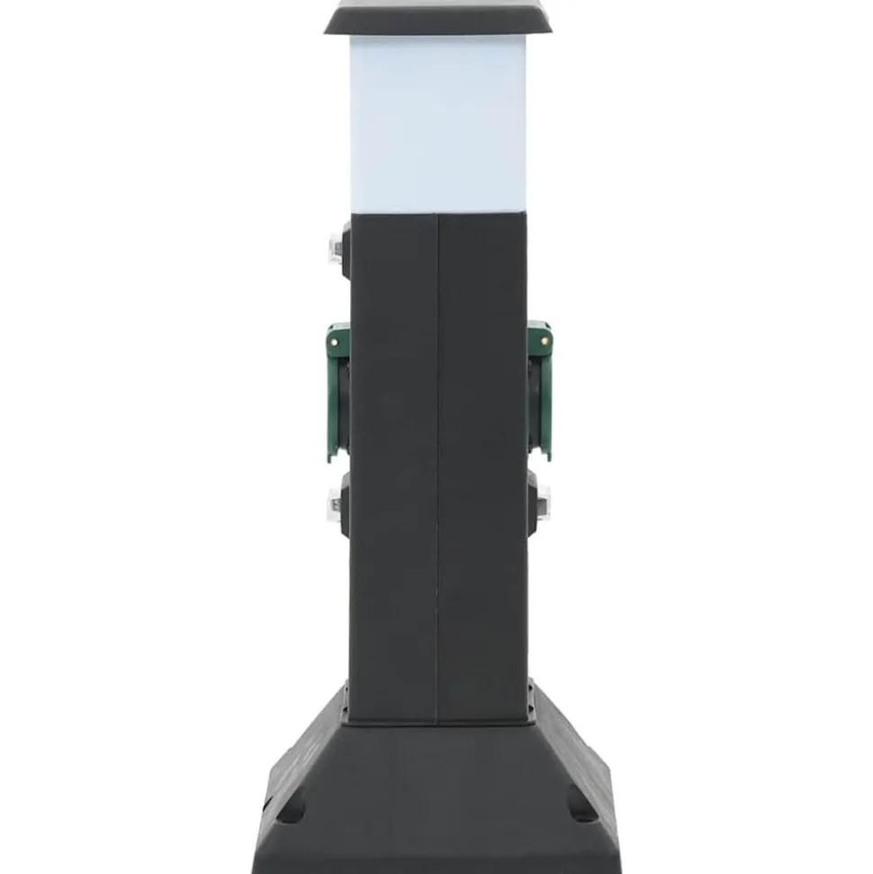 vidaXL Tuinstopcontact met lamp en grondpin 2-wegs 16x16x39,5 cm