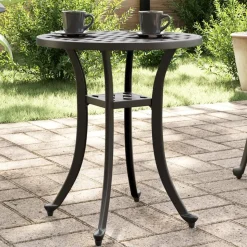 vidaXL Tuintafel Ø 48x53 cm gietaluminium zwart