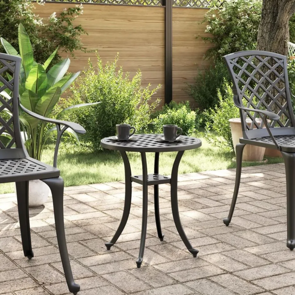 vidaXL Tuintafel Ø 48x53 cm gietaluminium zwart