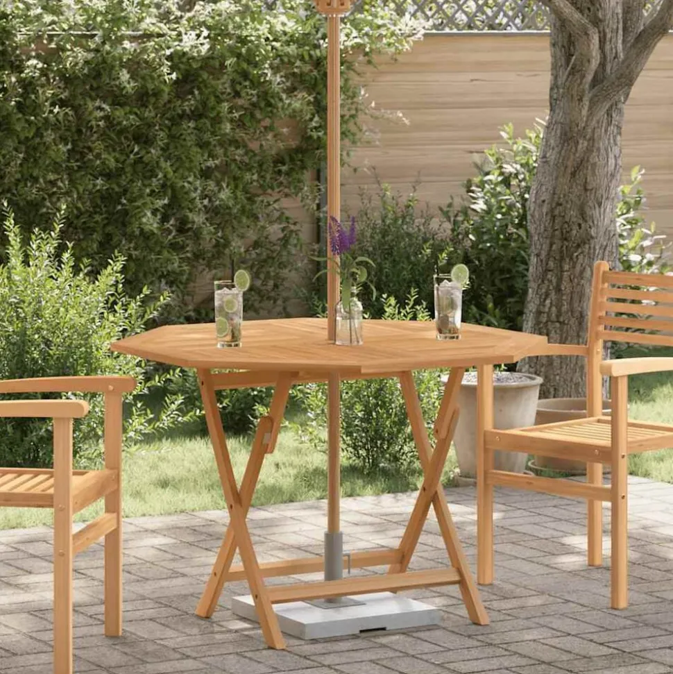vidaXL Tuintafel inklapbaar 110x110x75 cm massief teakhout