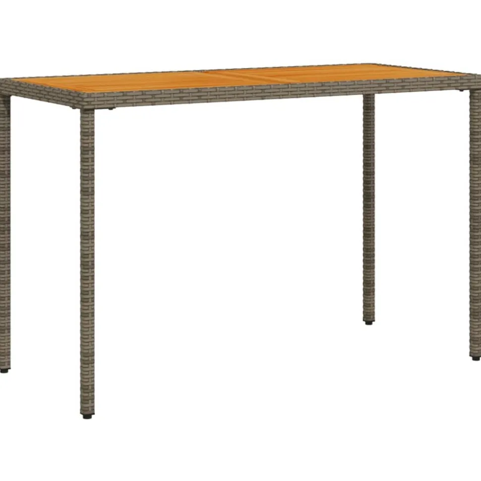 vidaXL Tuintafel met acaciahouten blad 115x54x74 cm poly rattan grijs