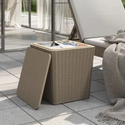 vidaXL Tuintafel met afneembaar deksel polypropeen lichtbruin