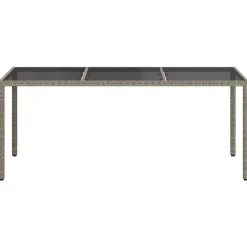 vidaXL Tuintafel 190x90x75 cm gehard glas en poly rattan grijs