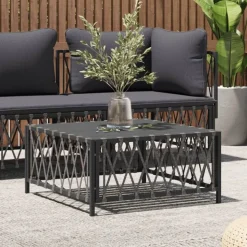 vidaXL Tuintafel 70x70x34 cm geweven stof antracietkleurig
