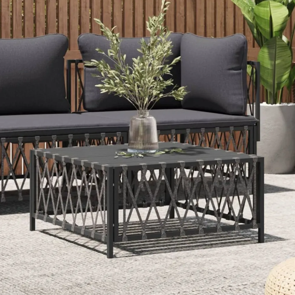 vidaXL Tuintafel 70x70x34 cm geweven stof antracietkleurig