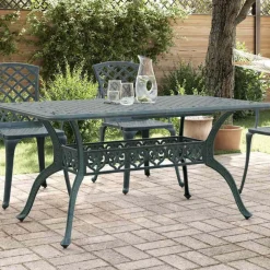 vidaXL Tuintafel 150x90x72 cm gietaluminium groen