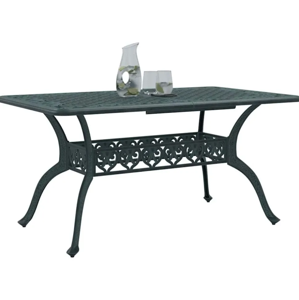 vidaXL Tuintafel 150x90x72 cm gietaluminium groen