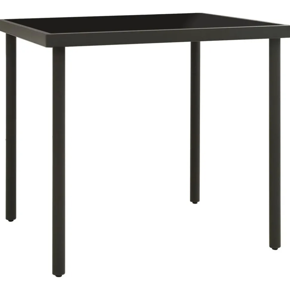vidaXL Tuintafel 80x80x72 cm glas en staal antracietkleurig