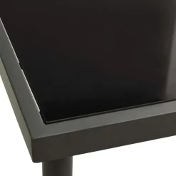 vidaXL Tuintafel 80x80x72 cm glas en staal antracietkleurig