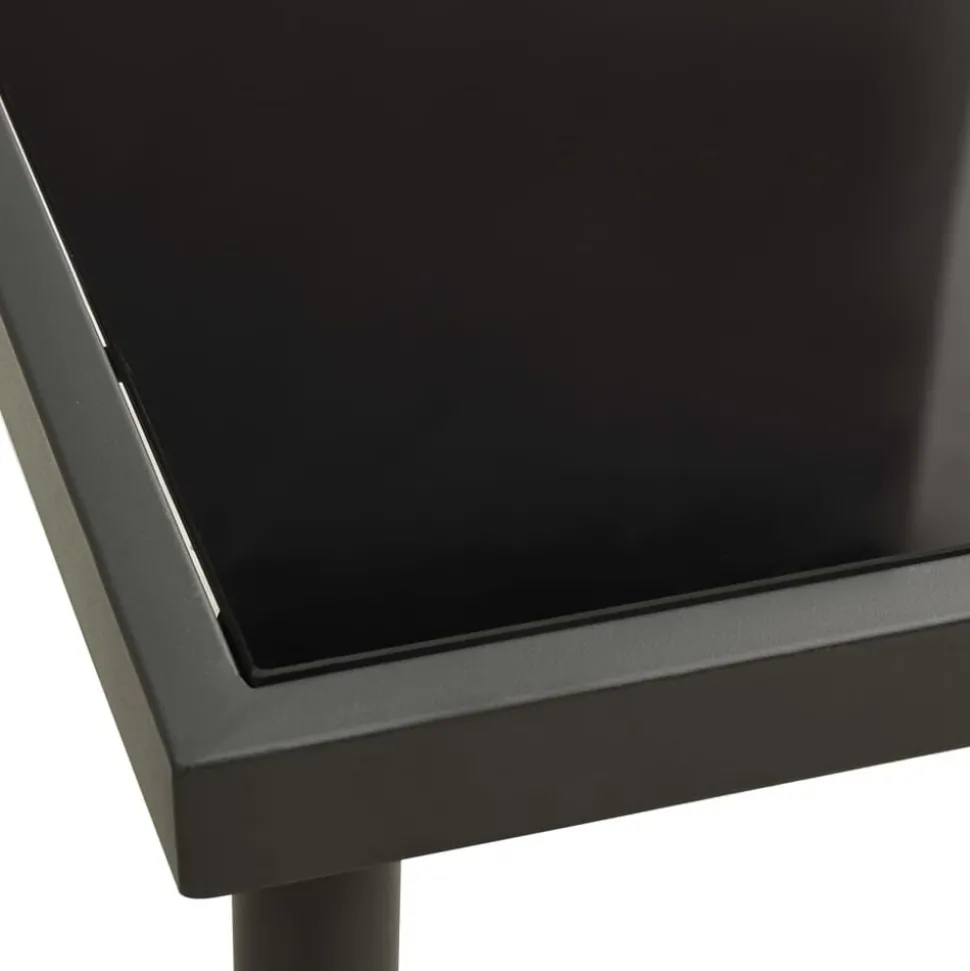 vidaXL Tuintafel 80x80x72 cm glas en staal antracietkleurig