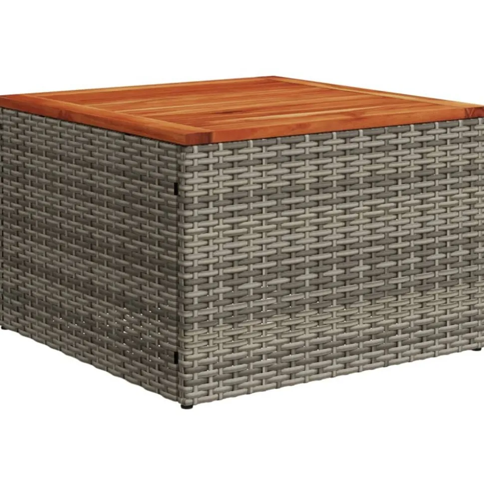 vidaXL Tuintafel 55x55x37 cm poly rattan en acaciahout grijs