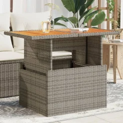 vidaXL Tuintafel 100x55x73 cm poly rattan en acaciahout grijs