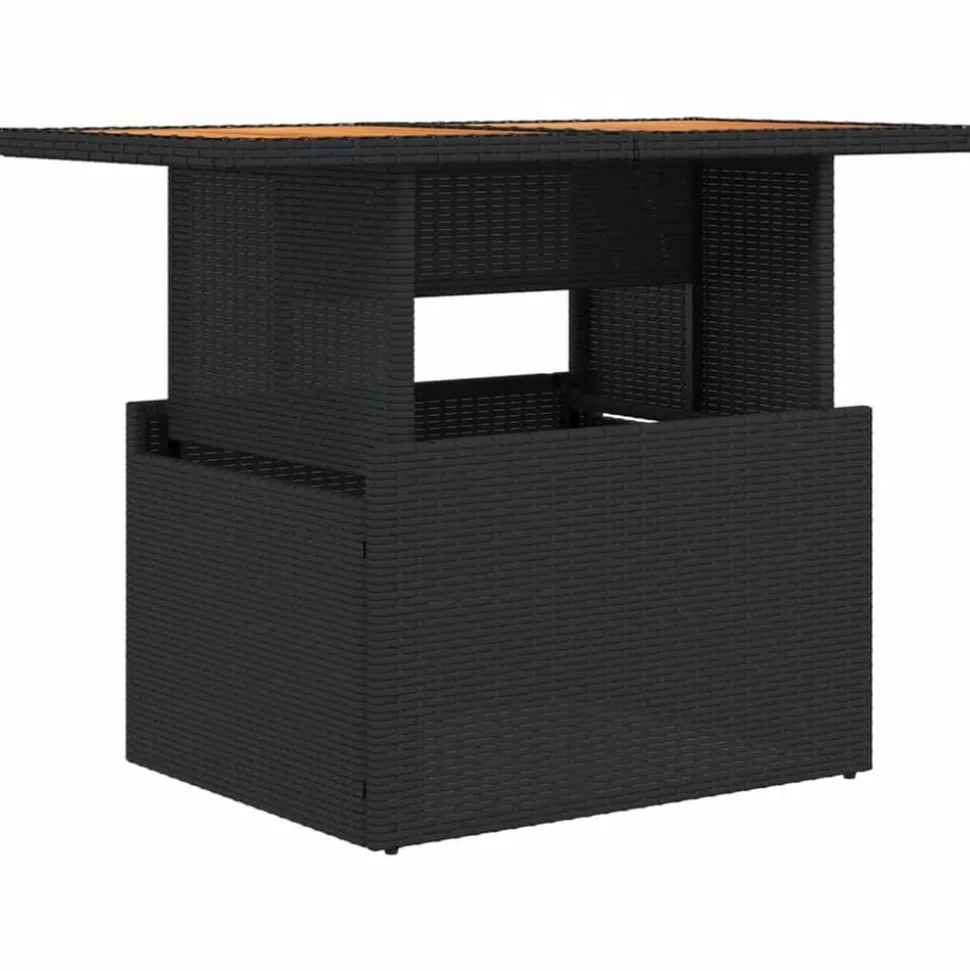 vidaXL Tuintafel 100x55x73 cm poly rattan en acaciahout zwart