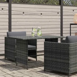 vidaXL Tuintafel 110x70x65 cm poly rattan grijs