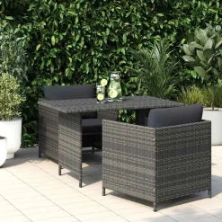 vidaXL Tuintafel 110x70x65 cm poly rattan grijs