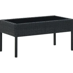 vidaXL Tuintafel 75x40x37 cm poly rattan zwart