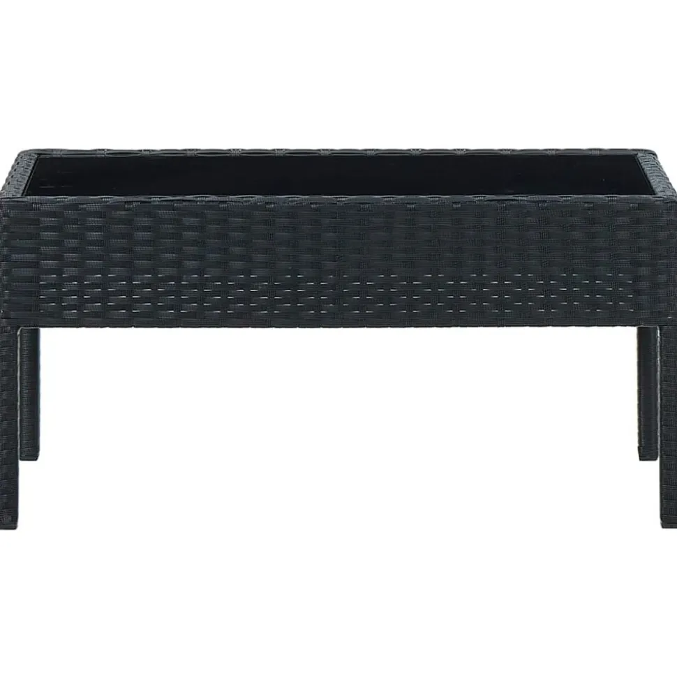 vidaXL Tuintafel 75x40x37 cm poly rattan zwart