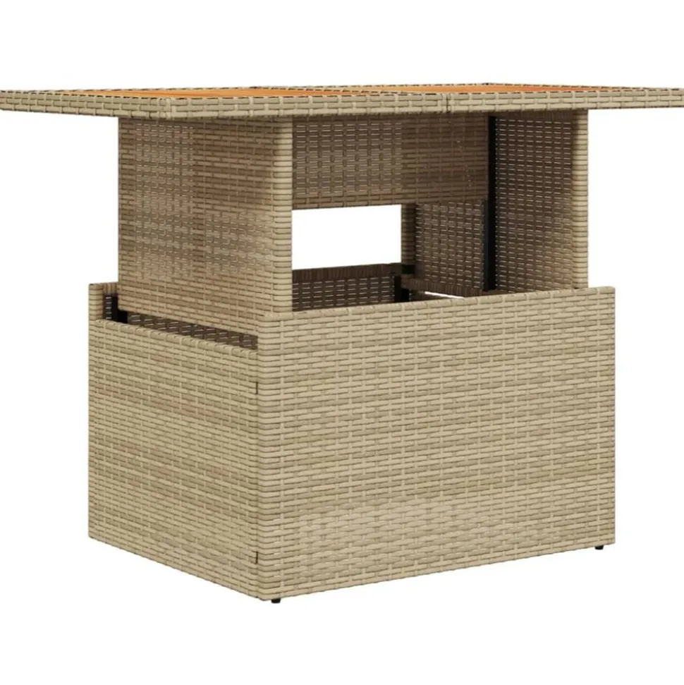 vidaXL Tuintafel 100x55x73 cm poly rattan en acaciahout beige