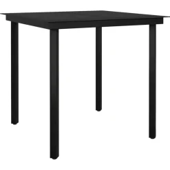 vidaXL Tuintafel 80x80x74 cm staal en glas zwart