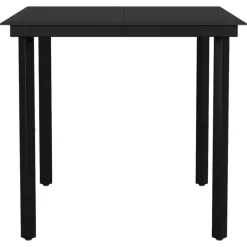 vidaXL Tuintafel 80x80x74 cm staal en glas zwart