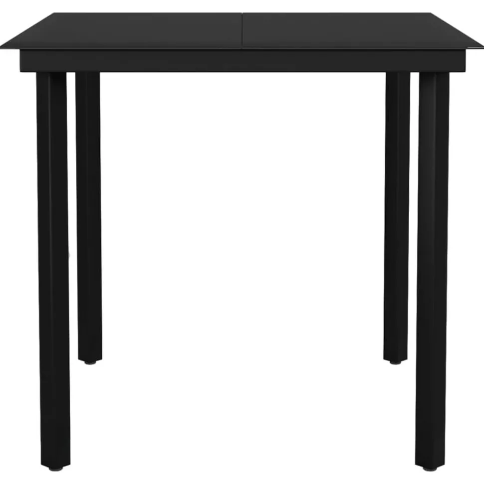 vidaXL Tuintafel 80x80x74 cm staal en glas zwart