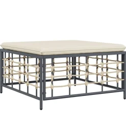 vidaXL Tuinvoetenbank met beige kussen poly rattan