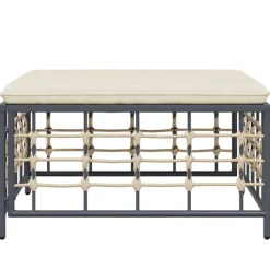 vidaXL Tuinvoetenbank met beige kussen poly rattan