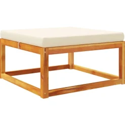 vidaXL Tuinvoetenbank met kussen 65x65x29 massief acaciahout
