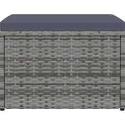 vidaXL Tuinvoetenbank met kussen poly rattan grijs