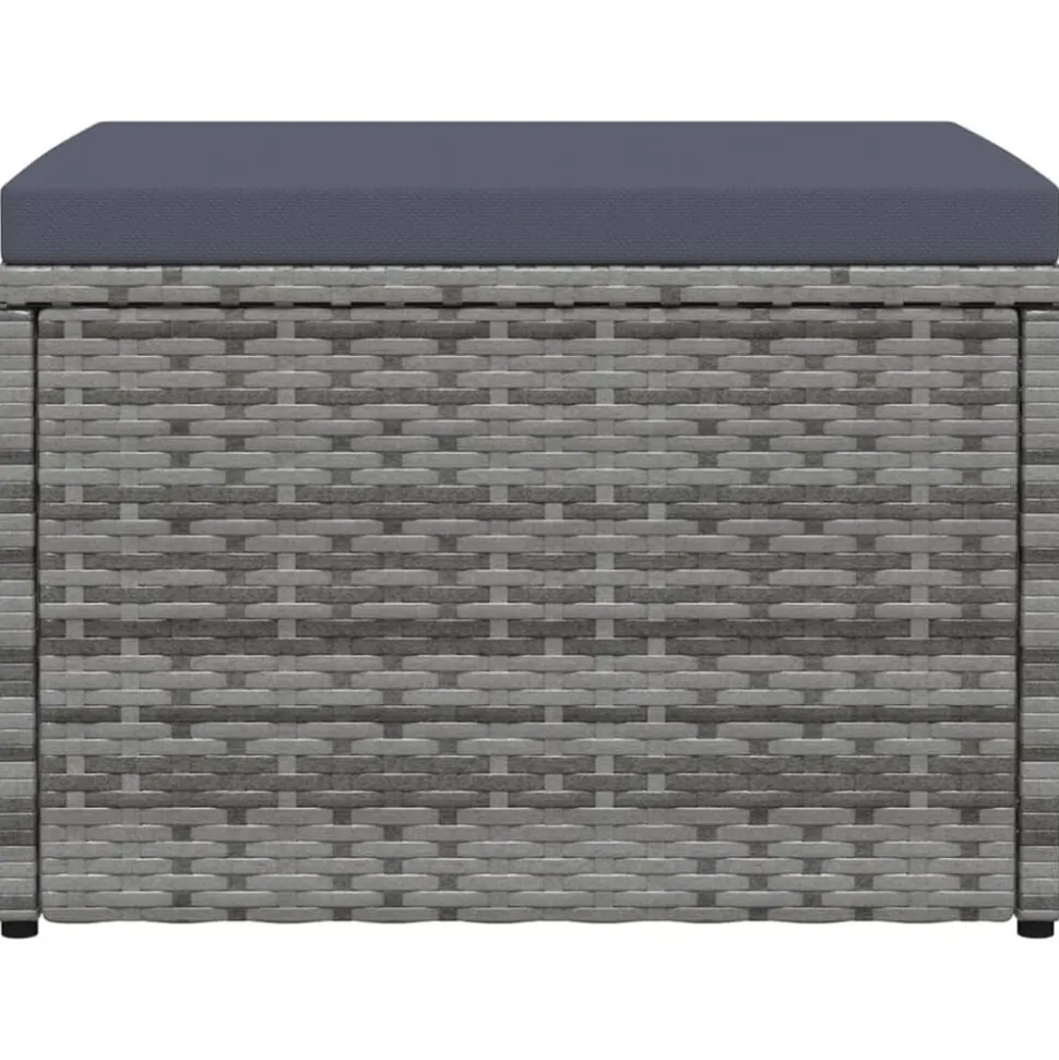 vidaXL Tuinvoetenbank met kussen poly rattan grijs